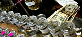 Money on counter at dispensary