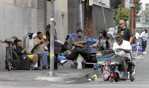 Homeless People on Skid Row in Los Angeles